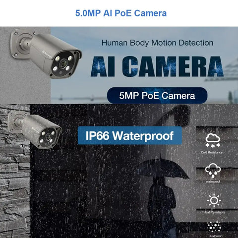 5MP POE AI Security Camera IP66 Waterproof 5MP POE AI Security Camera IP66 Waterproof