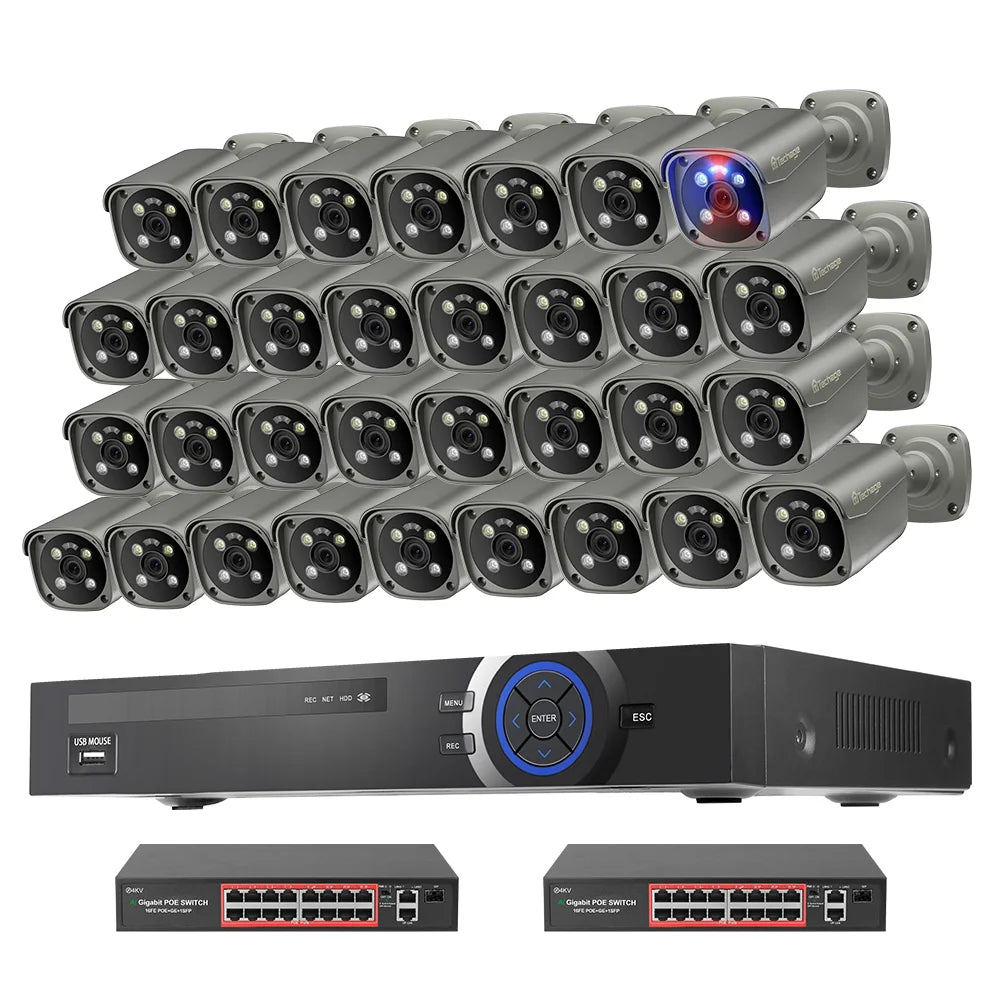 32CH PoE Camera System 8MP PoE Cameras Outdoor – Techage.com