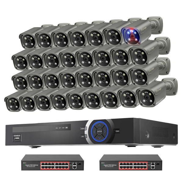 32CH PoE Camera System 8MP PoE Cameras Outdoor – Techage.com