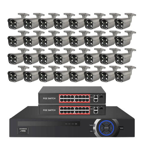 32-Kanal-Heimsicherheitssystem mit kabelgebundener 5-MP-POE-AI-Kamera 