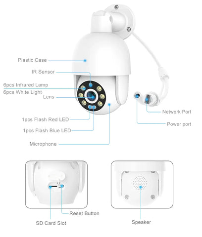 8MP POE PT Camera with Red and Blue Alarm Lighting