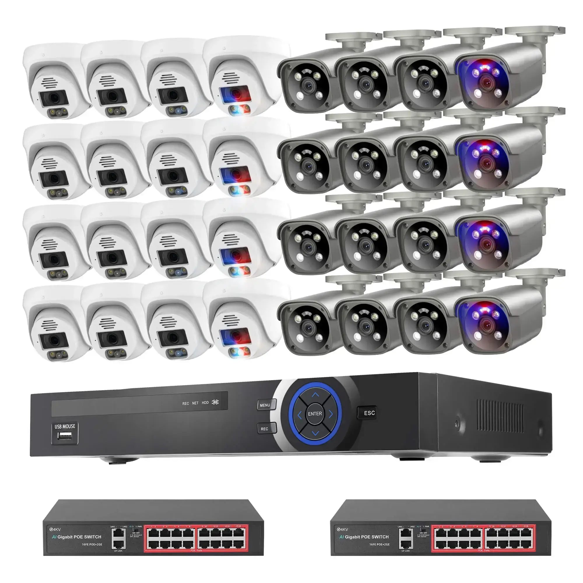 32CH Security Camera System with 8MP PoE Camera Color Night Vision