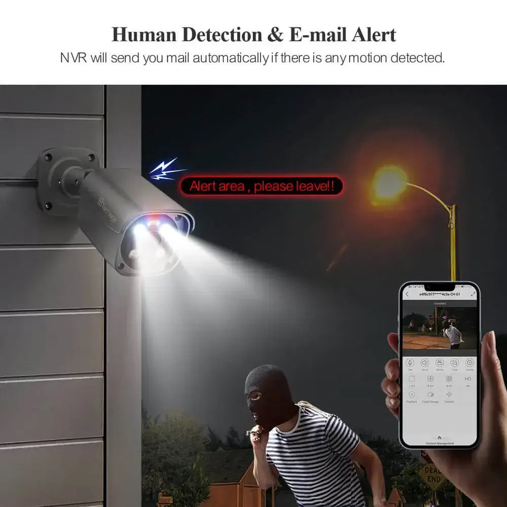 8MP PoE Außenkamera mit Alarmblinklicht