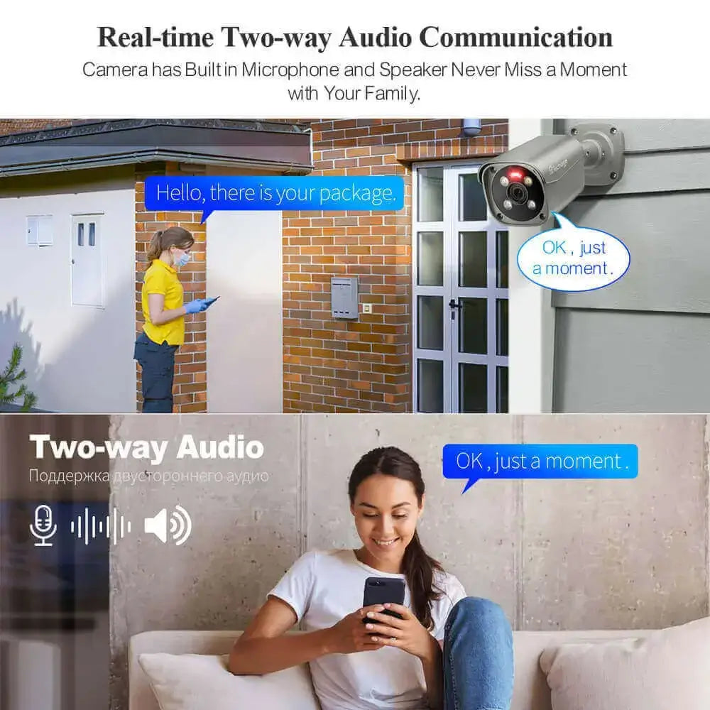 8MP PoE Außenkamera mit Alarmblinklicht