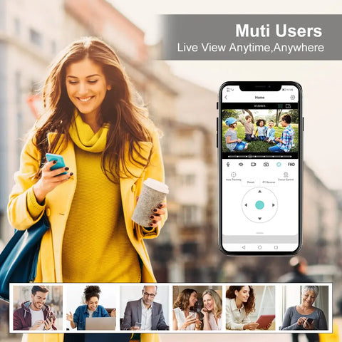 Caméra de sécurité 8X WIFi PTZ, suivi automatique à double objectif