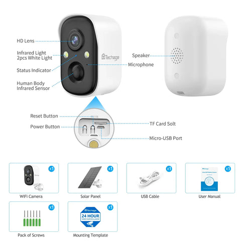 1080P Battery Powered Security WiFi Camera with Solar Panel