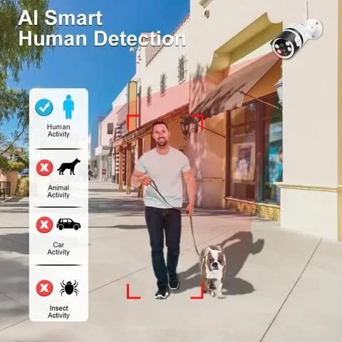 Système de caméra sans fil 5MP avec détection humaine intelligente AI 