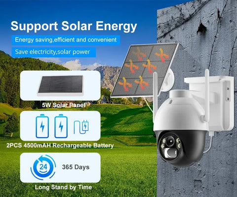 Rechargeable Battery Camera 4MP Wireless Camera with Solar Powered