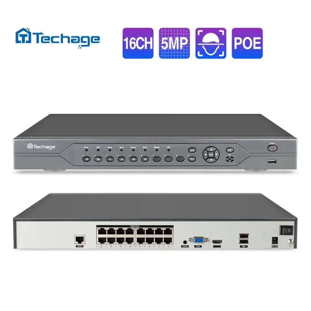 Techage 16CH 5MP POE AI カメラセキュリティ CCTV システム 6916SE-605GP-AI-50