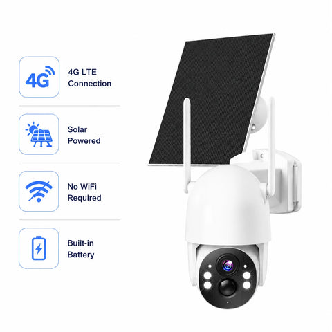 Techage 4G LTE Solar Security Camera Without WiFi, Battery Powered Outdoor Camera