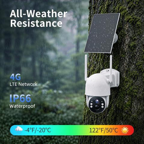 Techage 4G LTE Solar Security Camera Without WiFi, Battery Powered Outdoor Camera